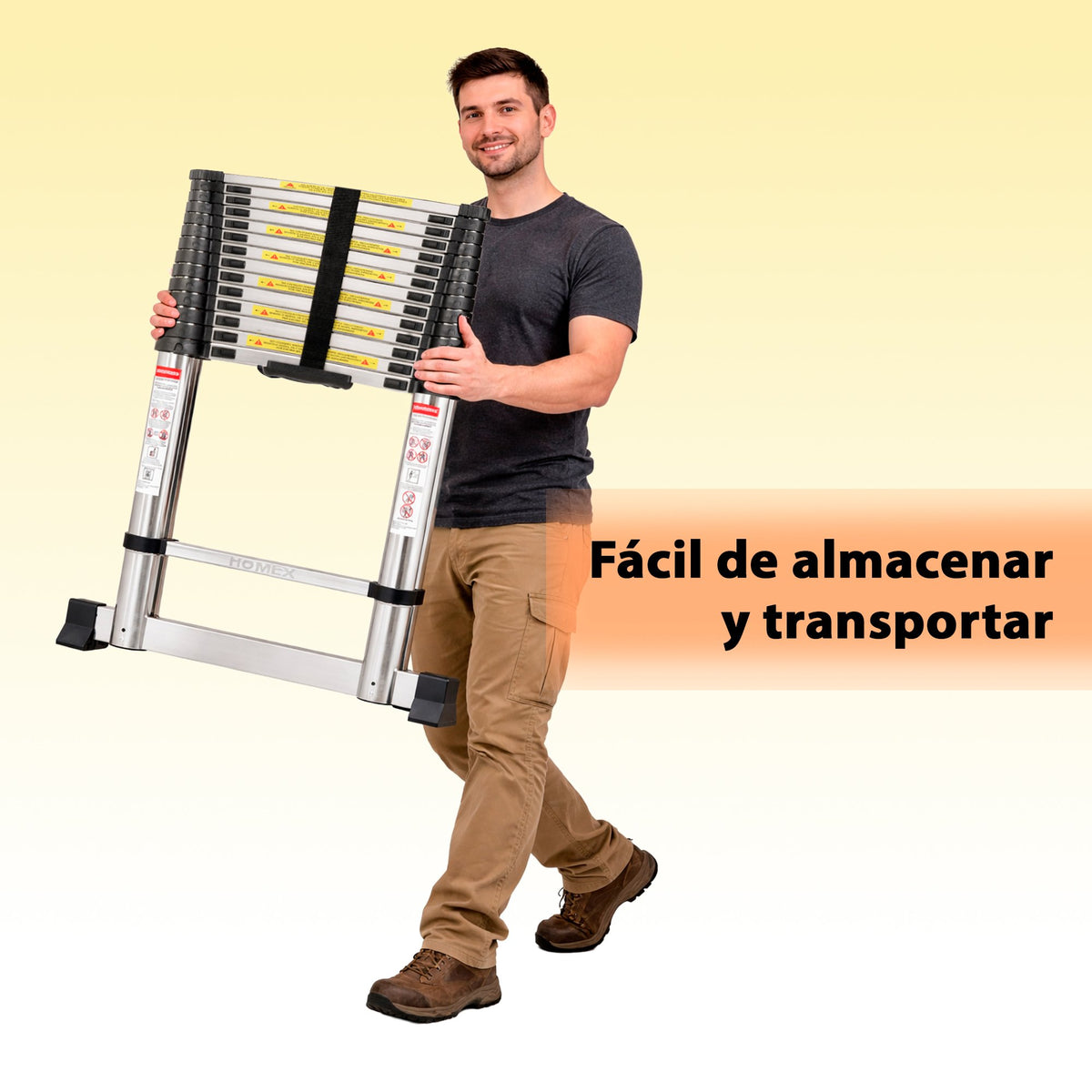 ESCALERA TELESCOPICA DE ACERO INOXIDABLE 6.2M