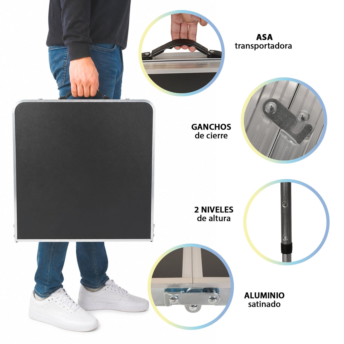 MESA PLEGABLE PARA CAMPING PICNIC AJUSTABLE 1.20M PORTATIL