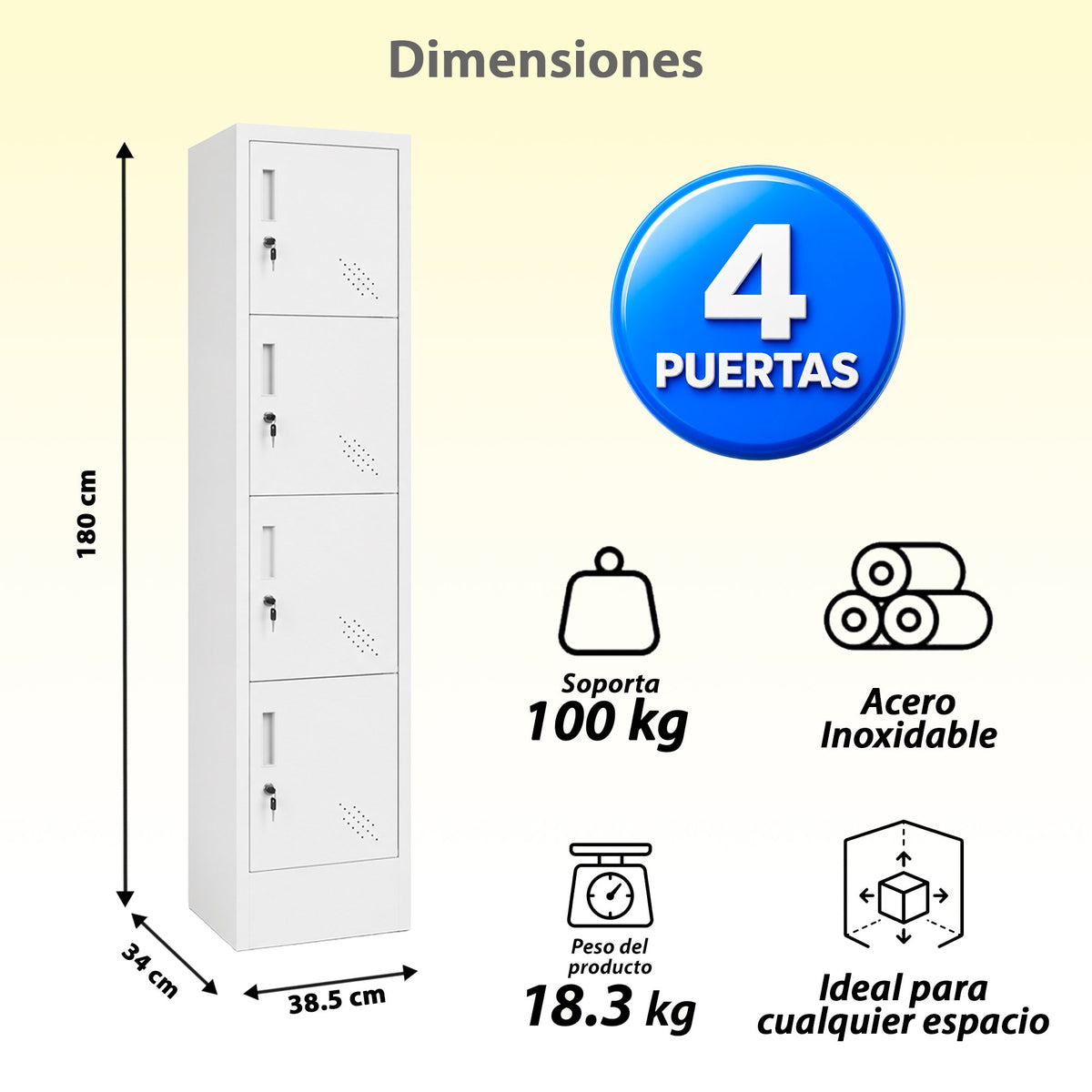 CASILLERO METALICO DE 4 PUERTAS