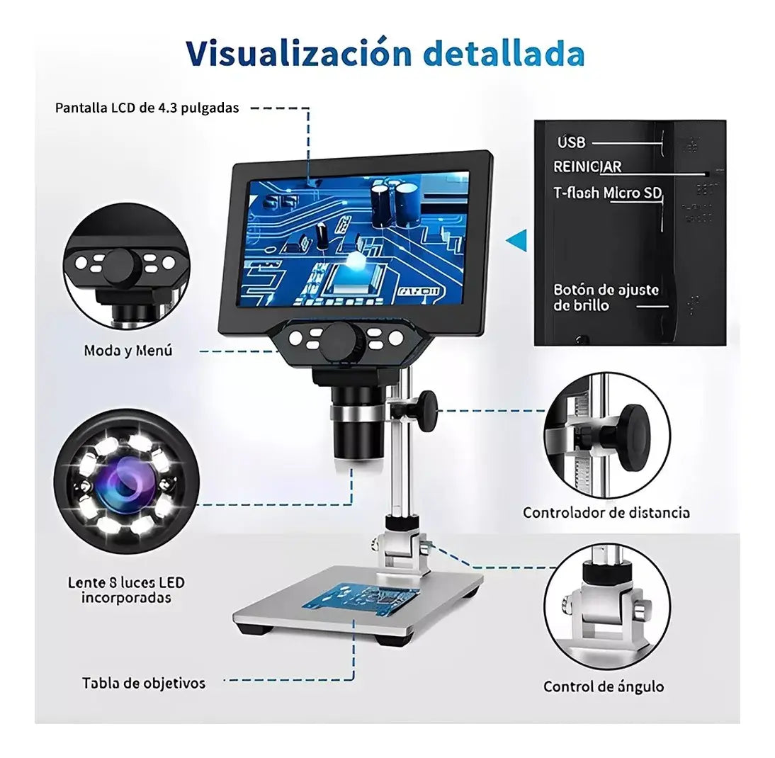 MICROSCOPIO ELECTRONICO ACADEMICO CON PANTALLA LCD 1000X