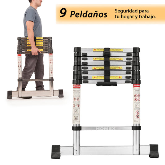 ESCALERA TELESCOPICA DE ACERO 2.6M