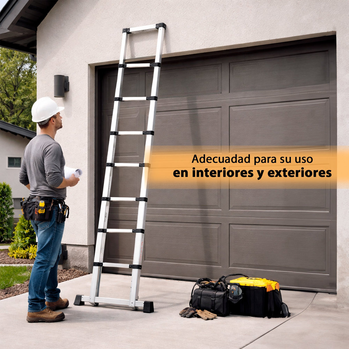 ESCALERA TELESCOPICA DE ACERO 2.6M