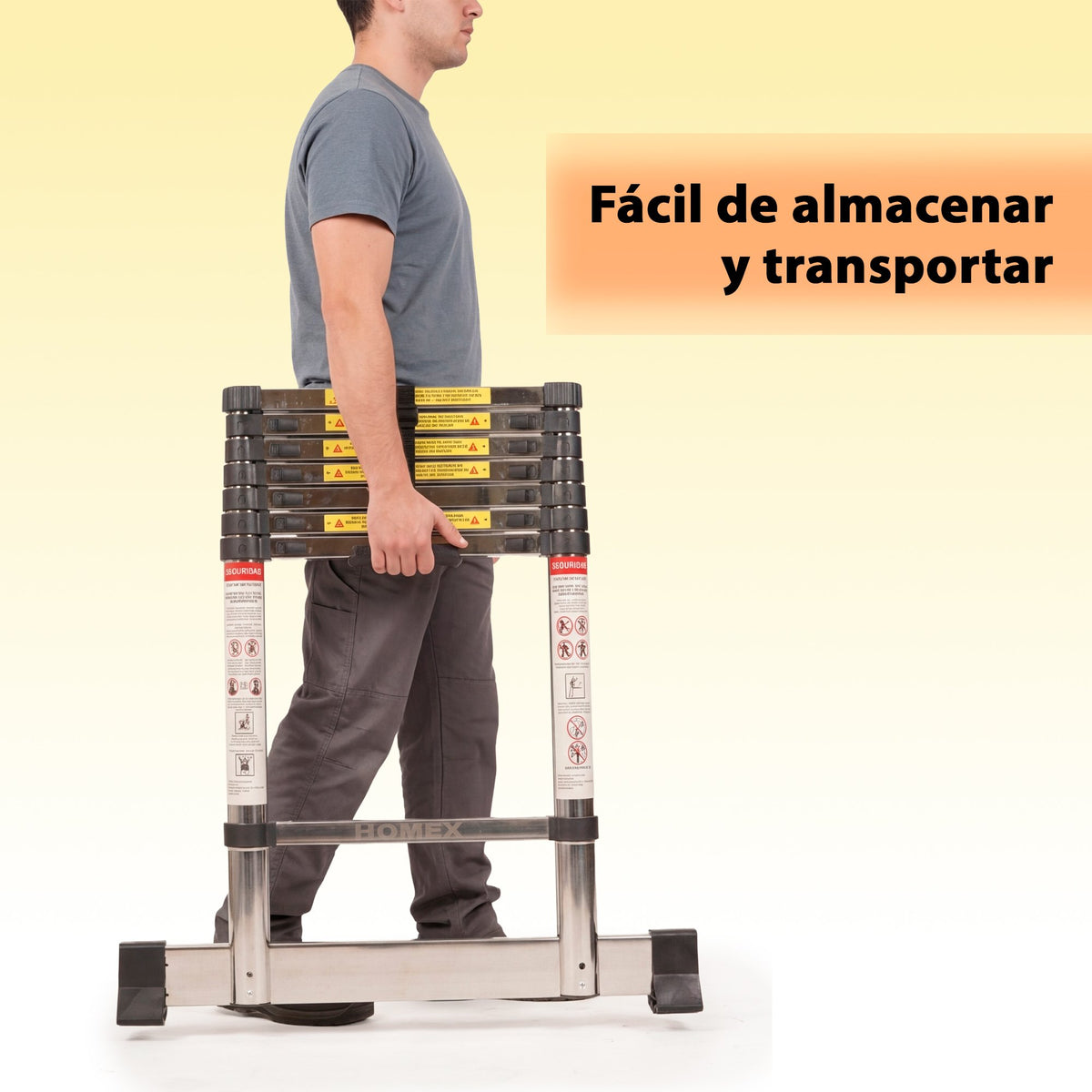 ESCALERA TELESCOPICA DE ACERO 2.6M