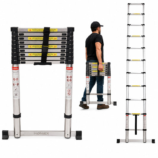 ESCALERA TELESCOPICA DE ACERO 3.8M