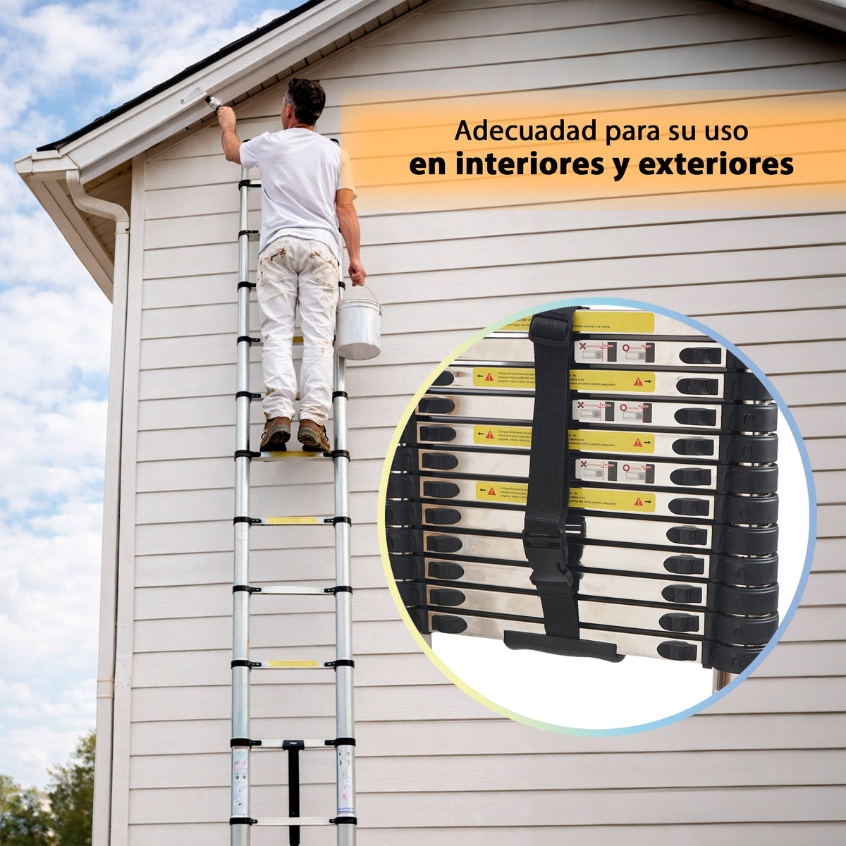 ESCALERA TELESCOPICA DE ACERO 5M