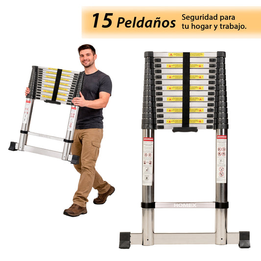 ESCALERA TELESCOPICA DE ACERO INOXIDABLE 6.2M