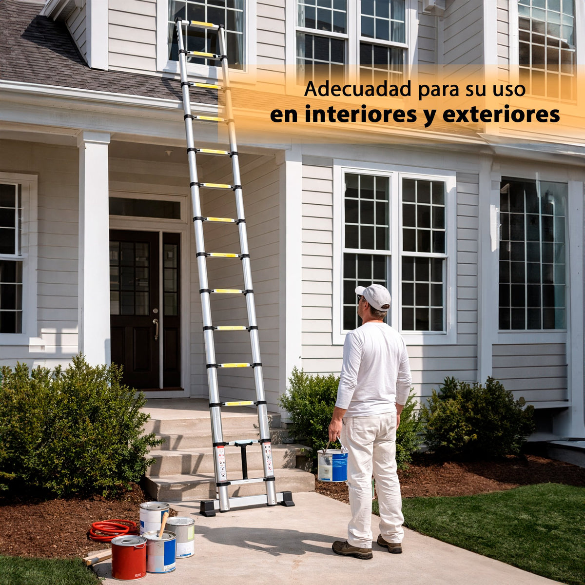ESCALERA TELESCOPICA DE ACERO INOXIDABLE 6.2M