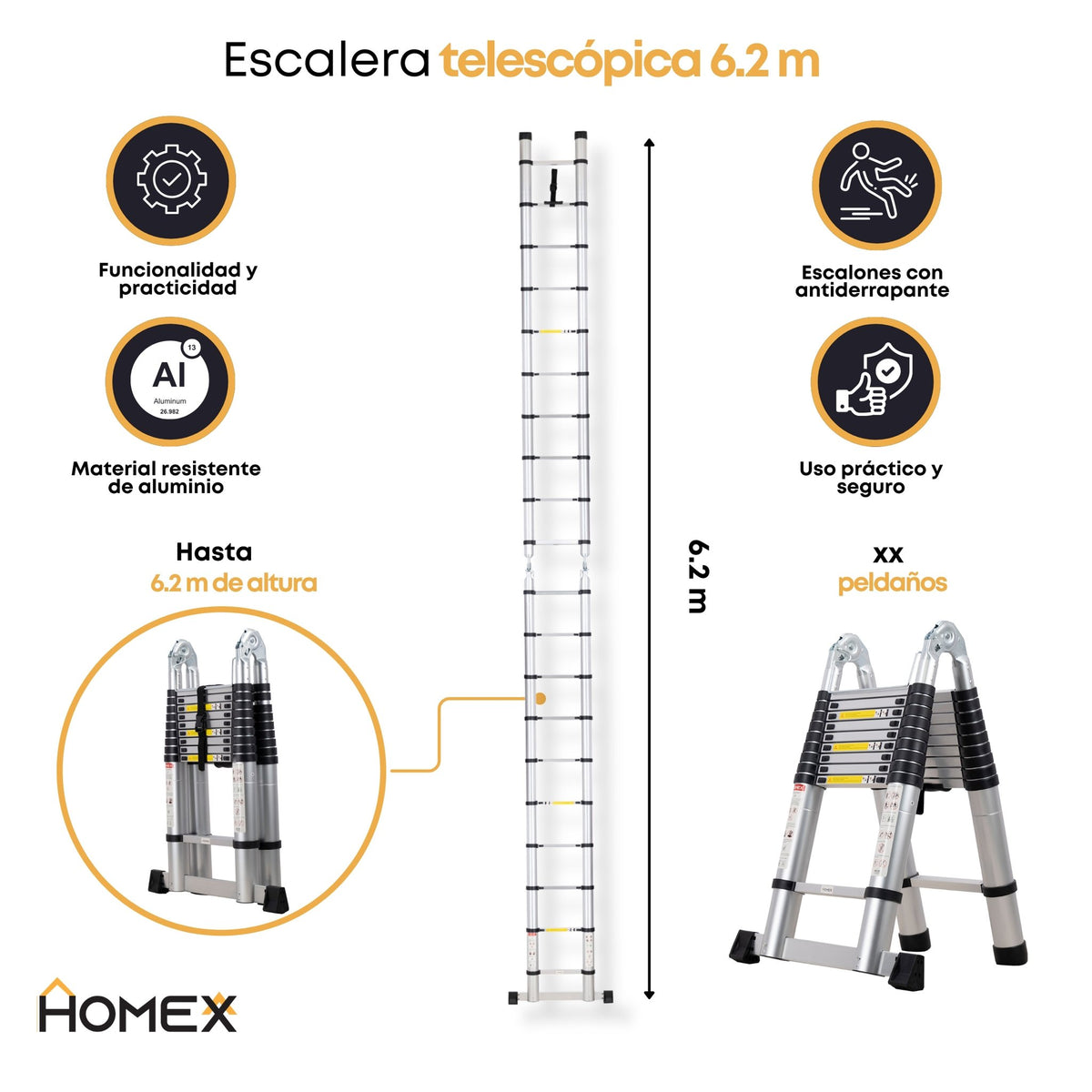 ESCALERA TELESCOPICA MODO TIJERA 3.1+3.1M