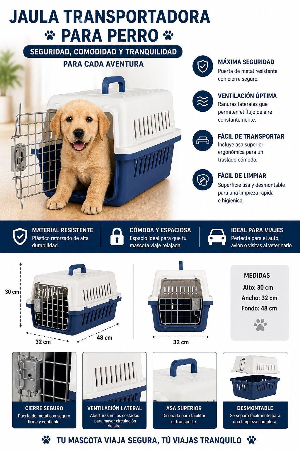 JAULA TRANSPORTADORA DE PERRO