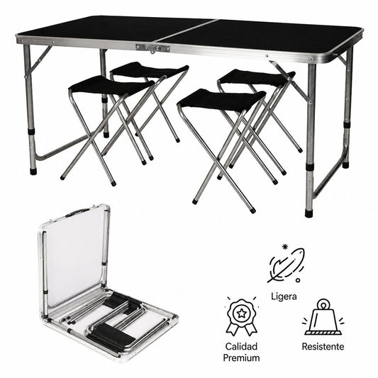 MESA PLEGABLE PARA CAMPING PICNIC AJUSTABLE 1.20M PORTATIL