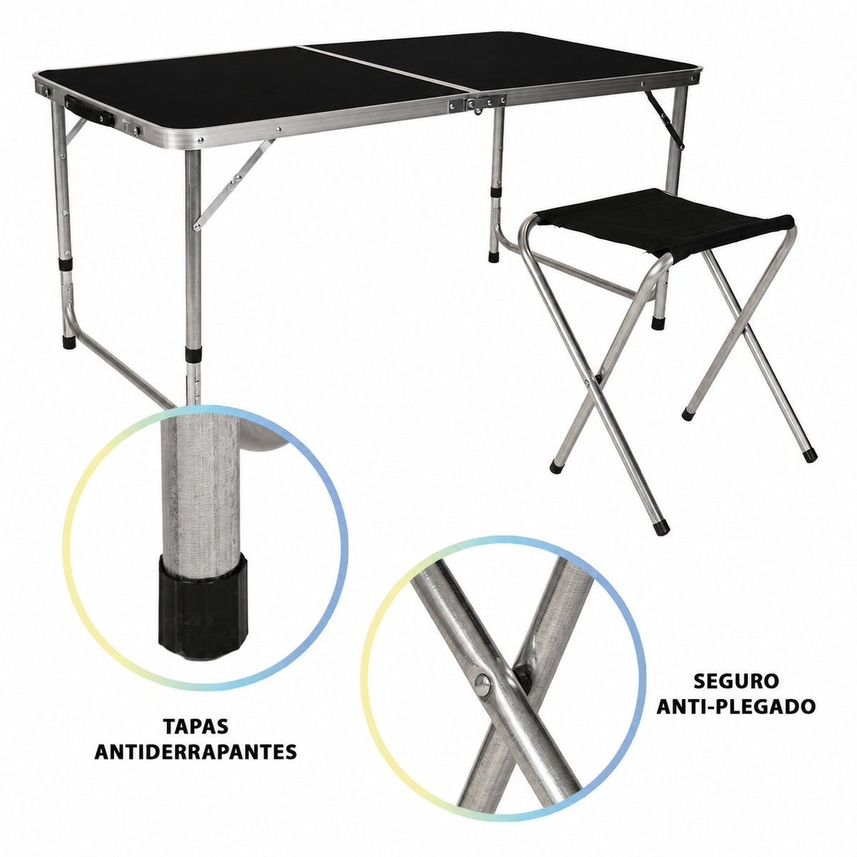 MESA PLEGABLE PARA CAMPING PICNIC AJUSTABLE 1.20M PORTATIL