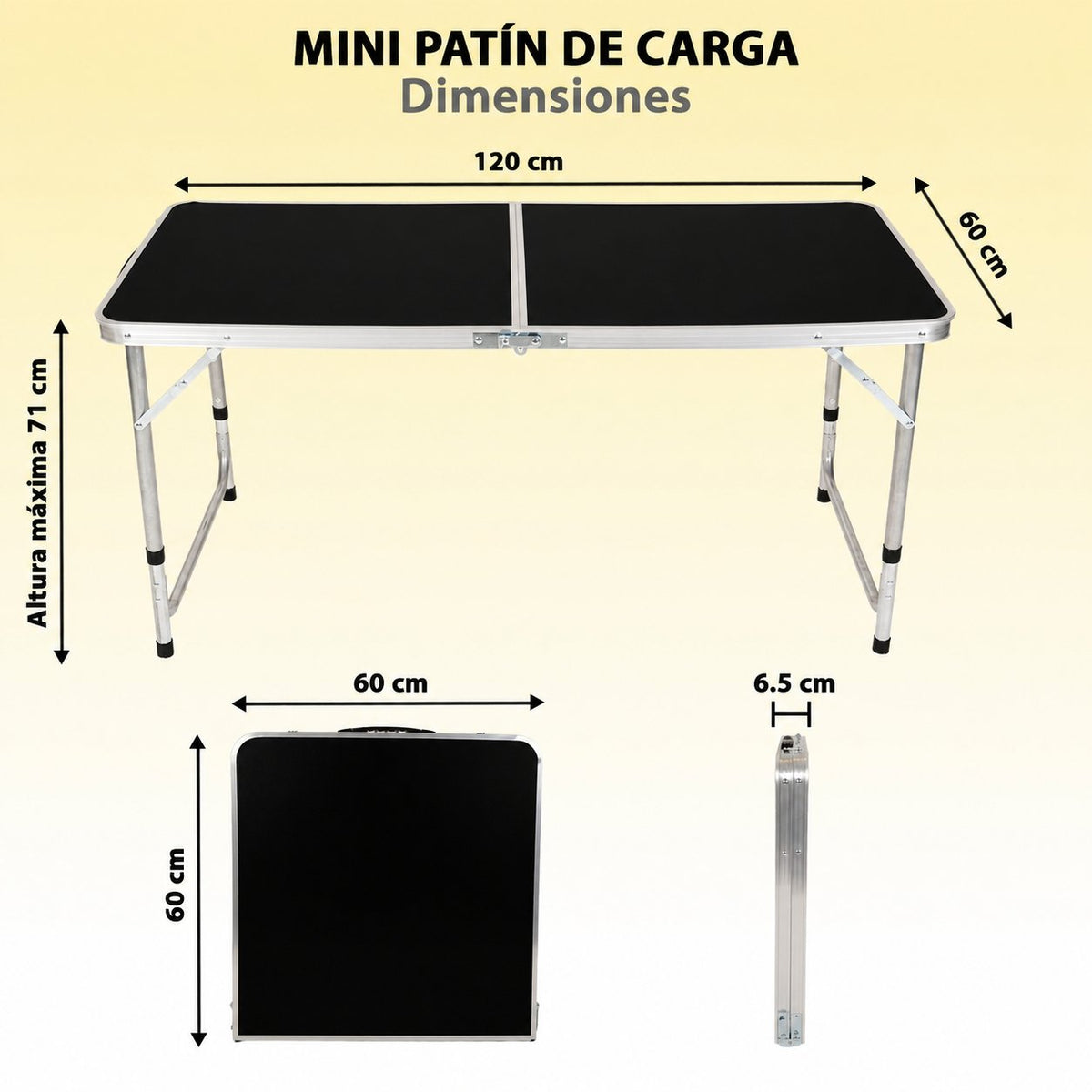 MESA PLEGABLE PARA CAMPING PICNIC AJUSTABLE 1.20M PORTATIL