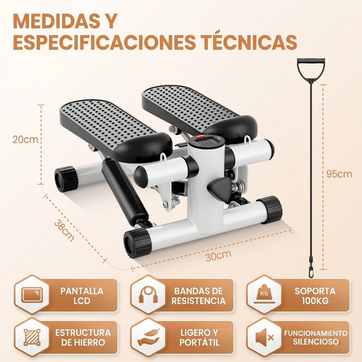 MINI ESCALADORA DE EJERCICIO INCLUYE BANDAS