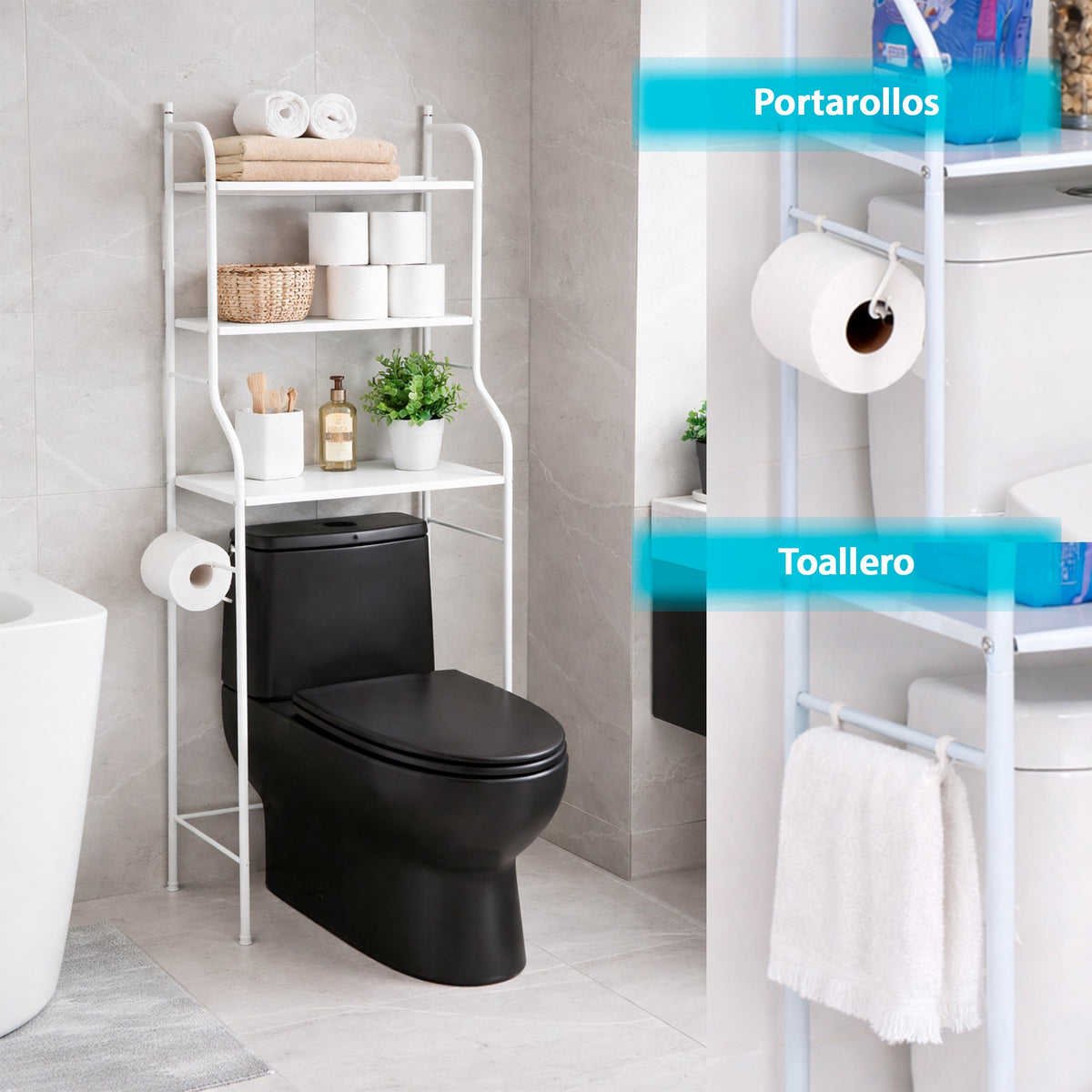 MUEBLE ORGANIZADOR Y ESTANTE DE BAÑO DE METAL