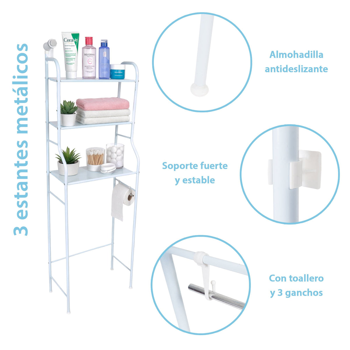 MUEBLE ORGANIZADOR Y ESTANTE DE BAÑO DE METAL